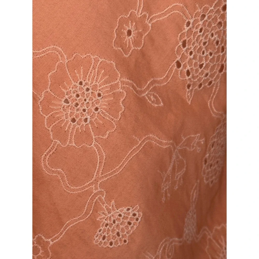 Coach New York Peach Eyelet Embroidered Drop Waist Ruffle Shift Dress Womens 0